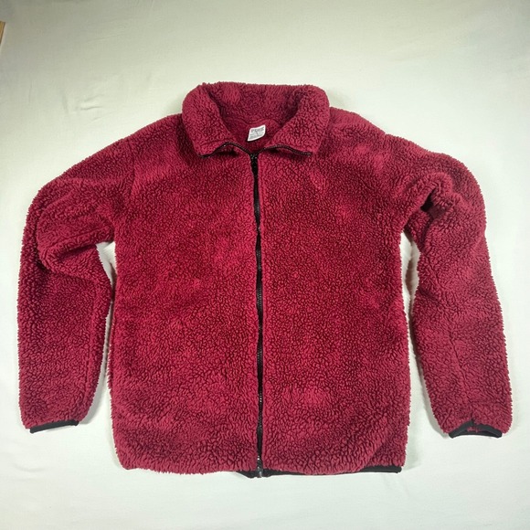 PINK Victoria's Secret Jackets & Blazers - PINK‎ Victoria's Secret Sherpa Fleece Full Zip Jacket Burgundy Maroon Womens XS